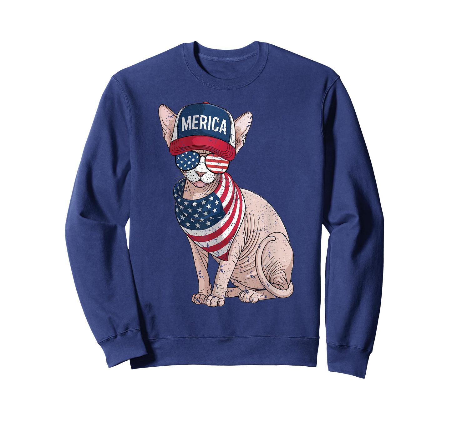 Sphynx Cat 4th of July US American Flag Cat Patriotic T-Shirt for Men Women Kids