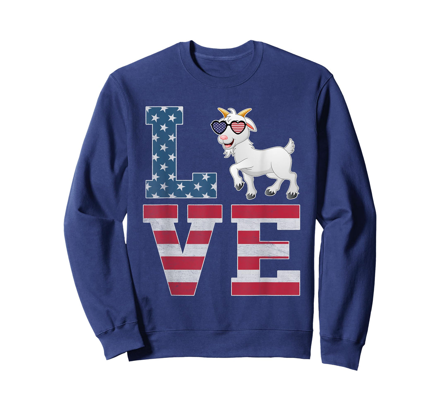4th of July Decor Patriotic LOVE Goat American Flag T-Shirt