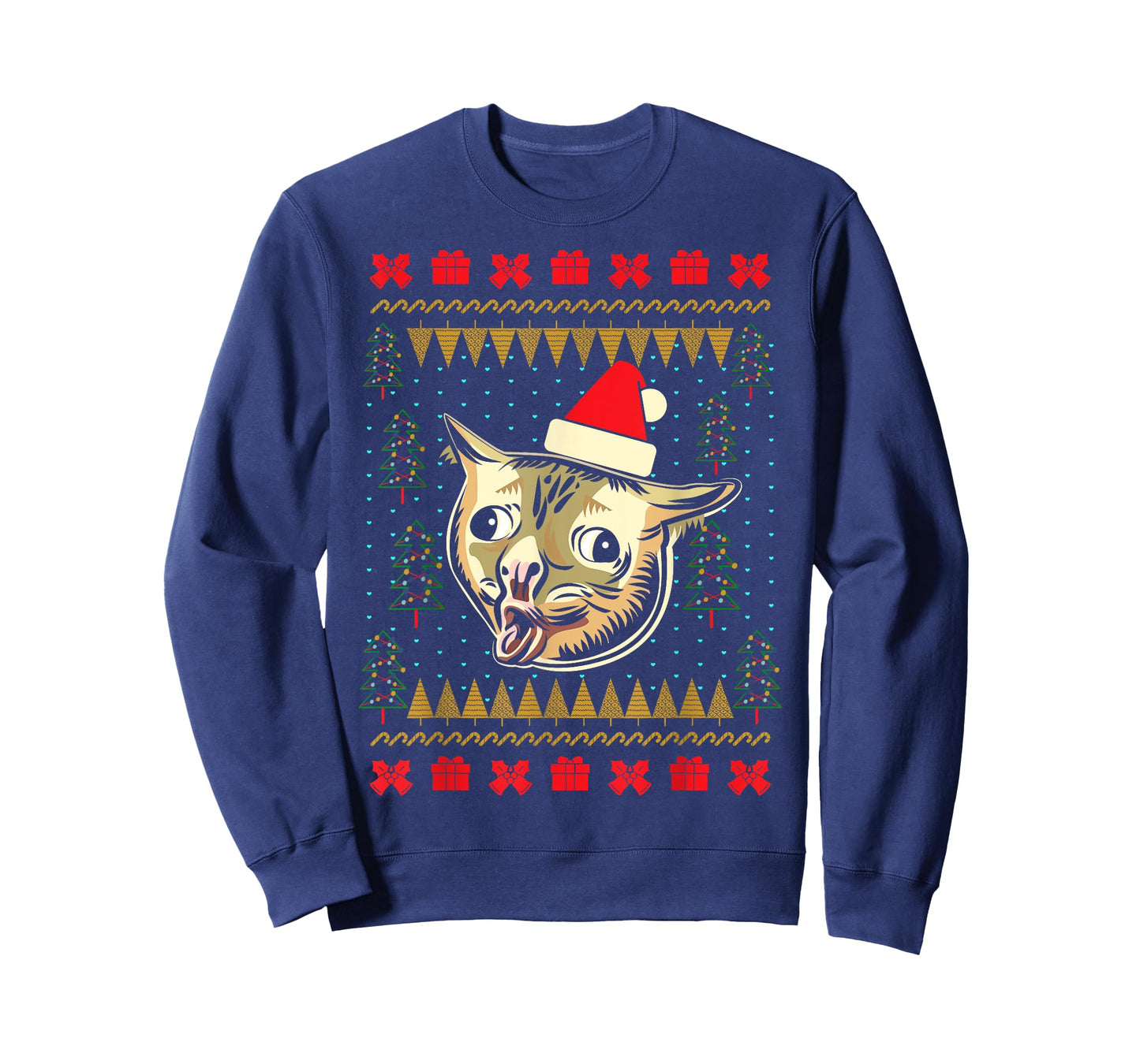 Ugly Christmas Sweater Coughing Cat Meme Men Women Kids T-Shirt