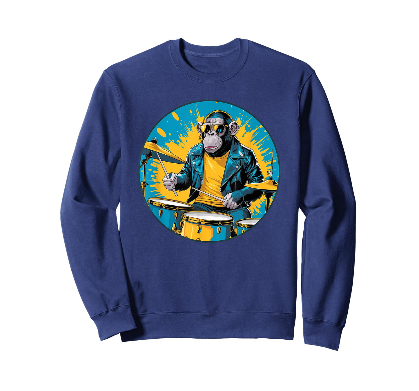 Cute Monkey Playing Drums Graphic Art Animal Musician T-Shirt