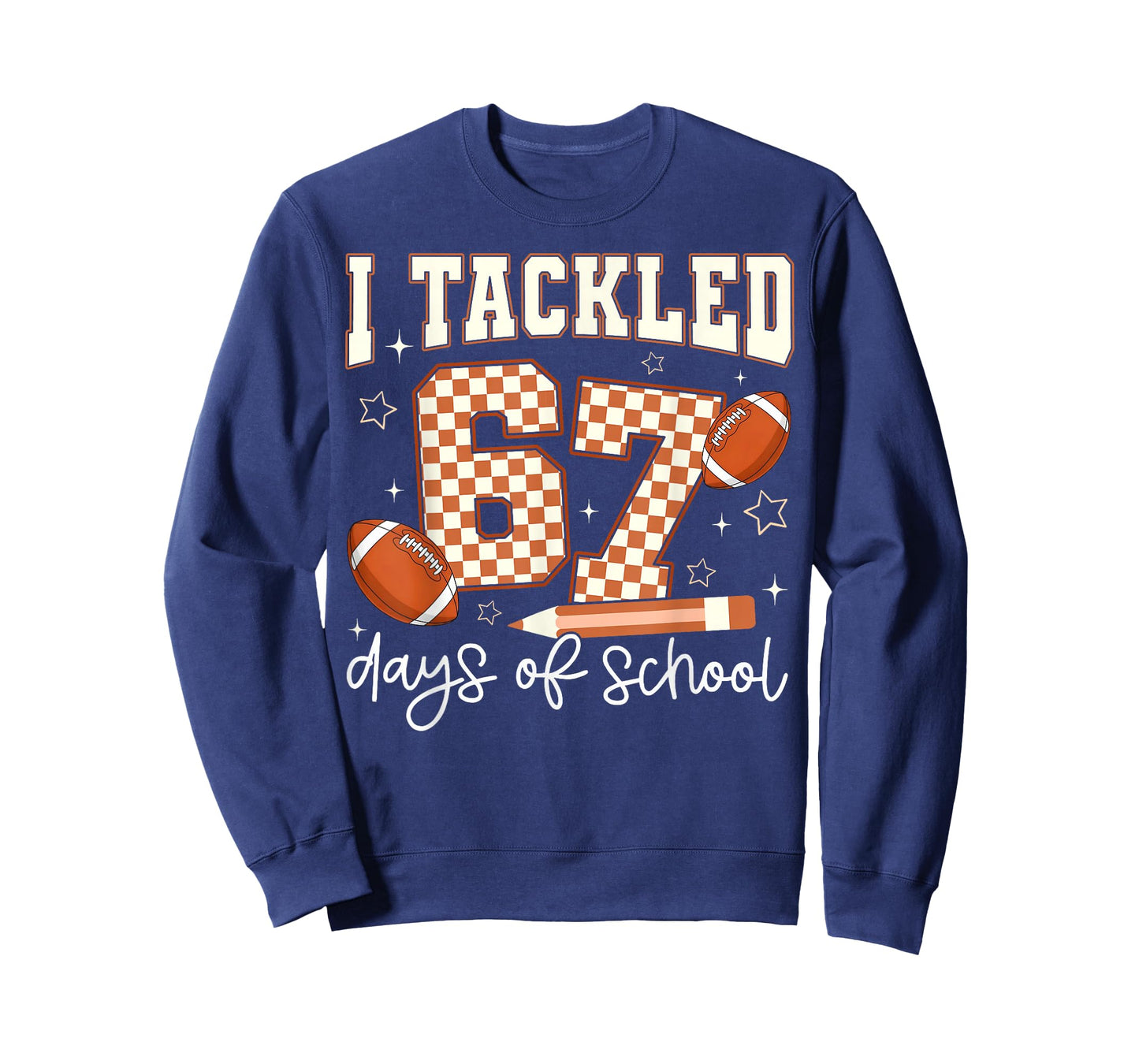 Funny I Tackled 67 Days of School Football Boy Girl Teacher T-Shirt