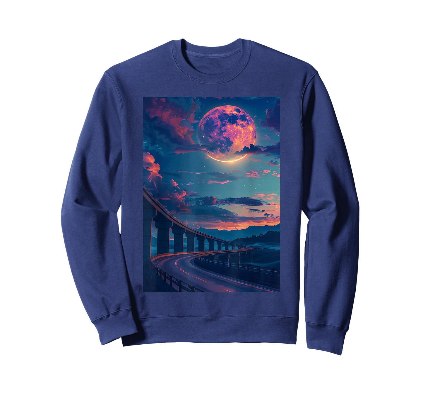 Liminal Space: Curved Bridge in Moonlight Night T-Shirt