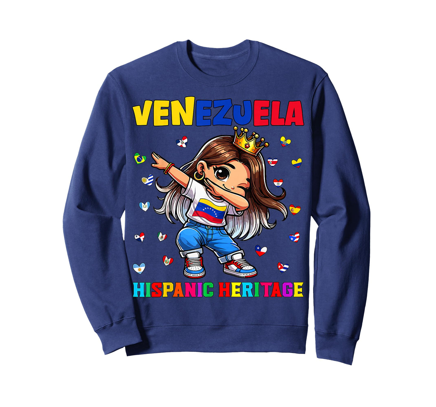 Hispanic Heritage Month Venezuela Flag Venezuelan Girl Kids T-Shirt