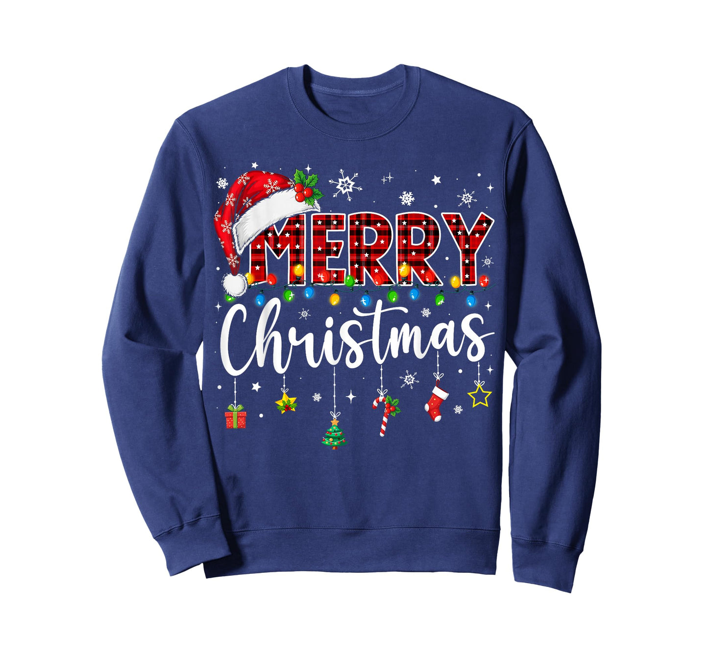 Merry Christmas Buffalo Plaid Red Santa Family Xmas Pajamas T-Shirt