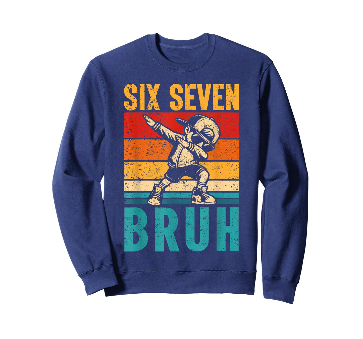 Vintage Dabbing Six Seven Bruh Funny Meme 6 7 Boys Mens T-Shirt