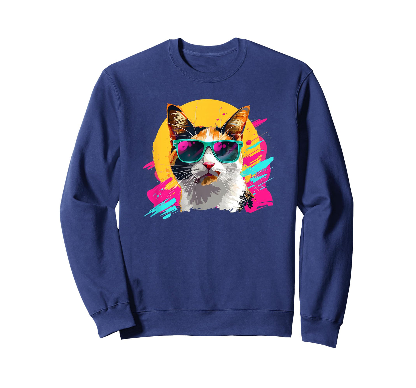 Mens Womens Retro Vintage 80s Sunglasses Calico Cat Lover T-Shirt