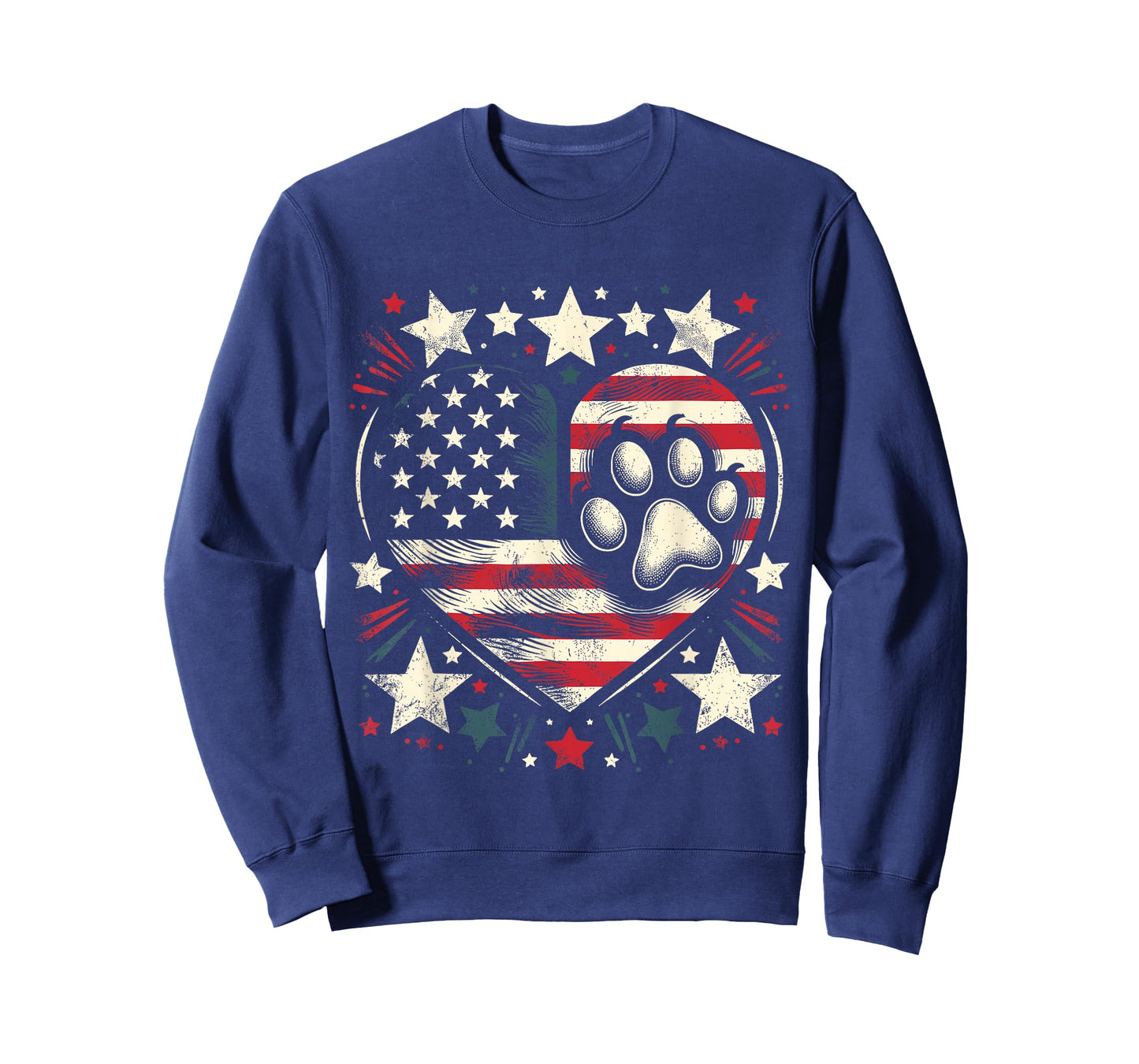 American Flag Patriotic Dog and Cat Paw 4th of July T-Shirt
