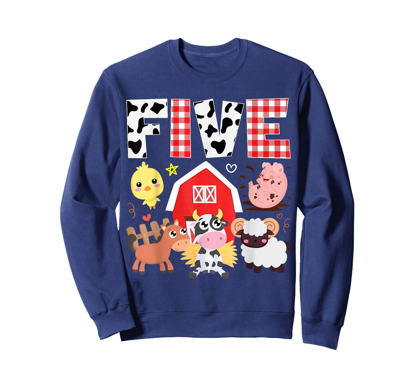 5th Birthday Five Year Old Farm Theme Animals Birthday Party T-Shirt