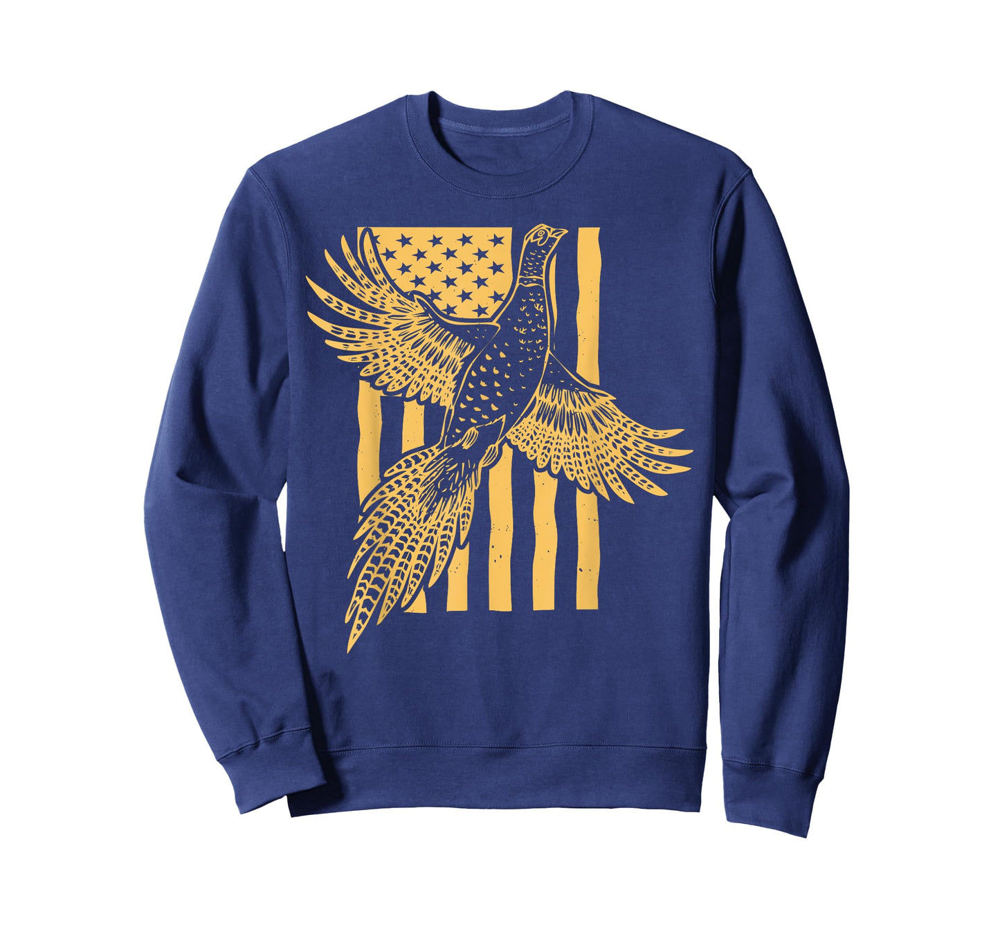 Vintage Pheasant Bird Hunter American Flag Hunting Father T-Shirt