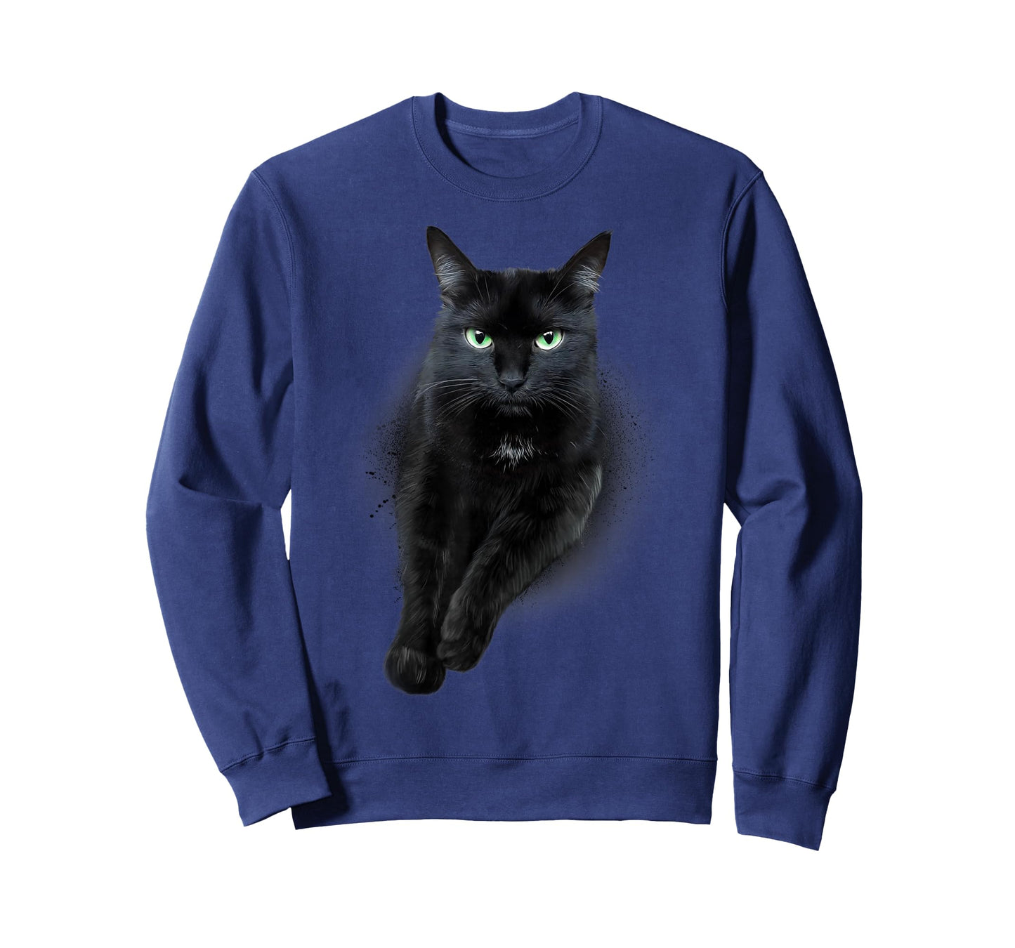 Cute Serious Face Black Green-eyed Cat T-Shirt for Men Women Kids
