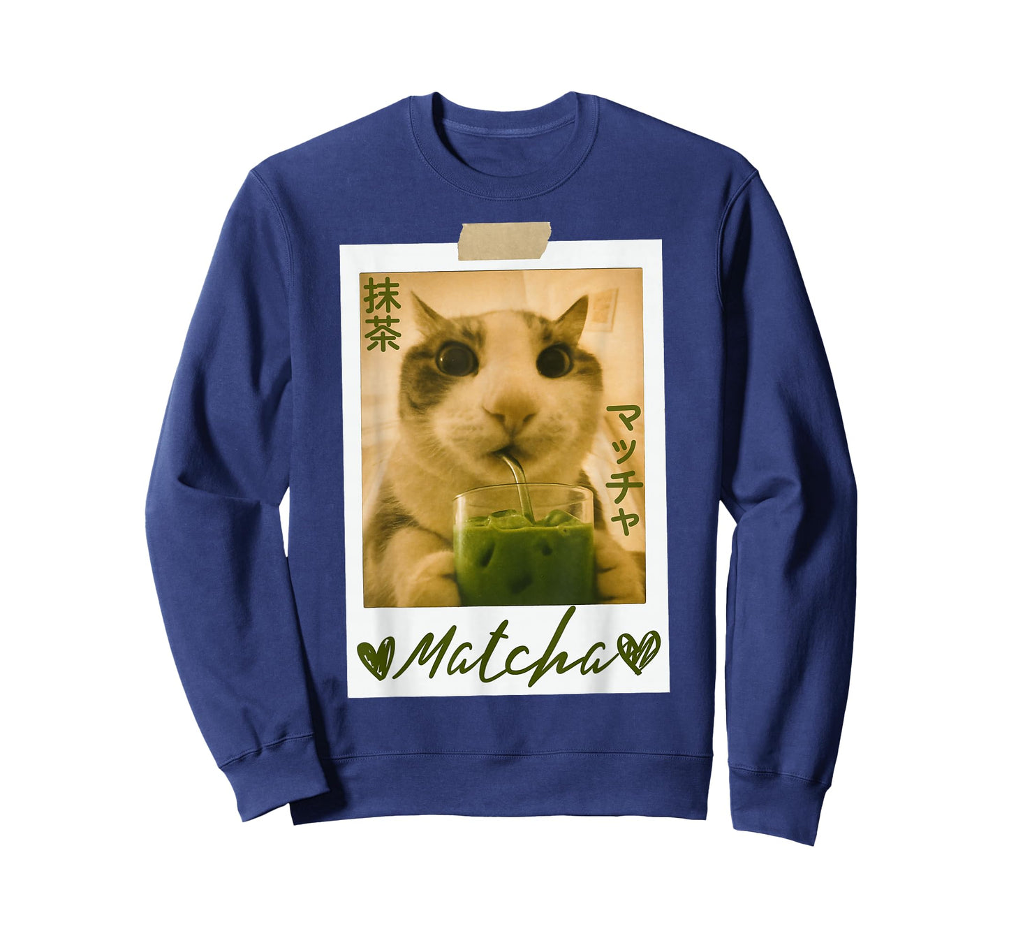 Funny Cat Drinking Matcha Cute Japanese Anime Cat Graphic T-Shirt