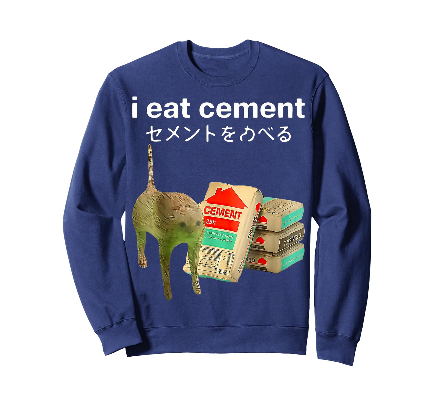 I Eat Cement Funny Cat Meme Japanese Gen Z Internet T-Shirt
