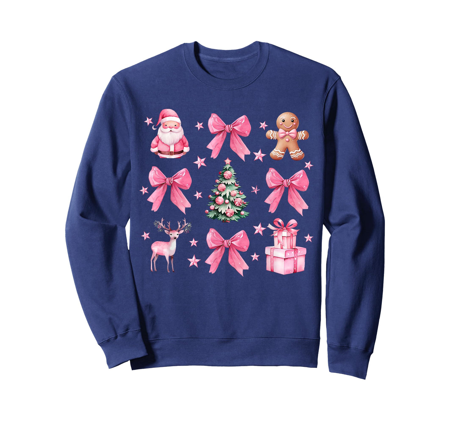 Cute Coquette Bow Pink Christmas Tree Santa Gingerbread Xmas T-Shirt