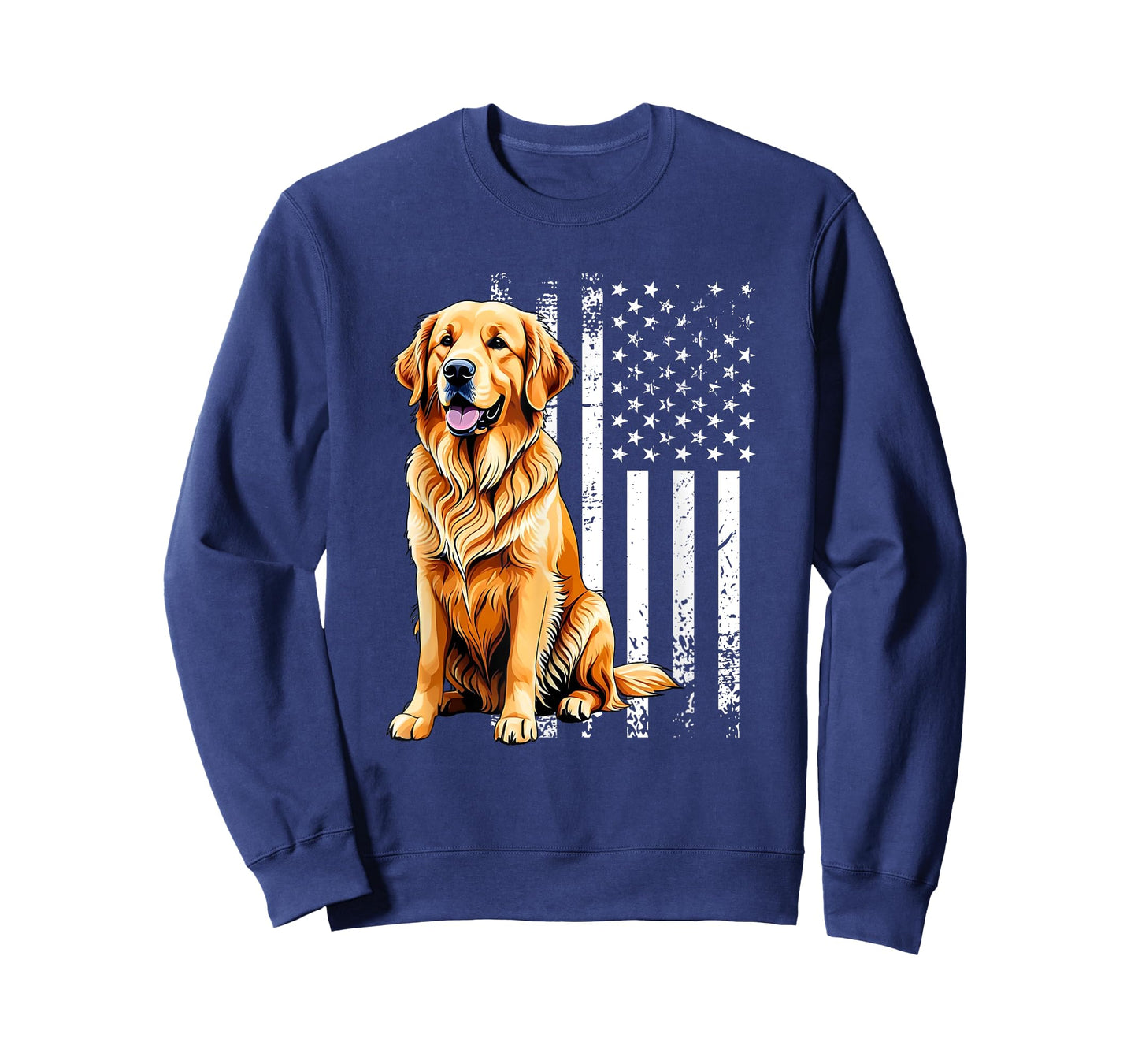 Golden Retriever Dog USA Flag Graphic T-Shirt