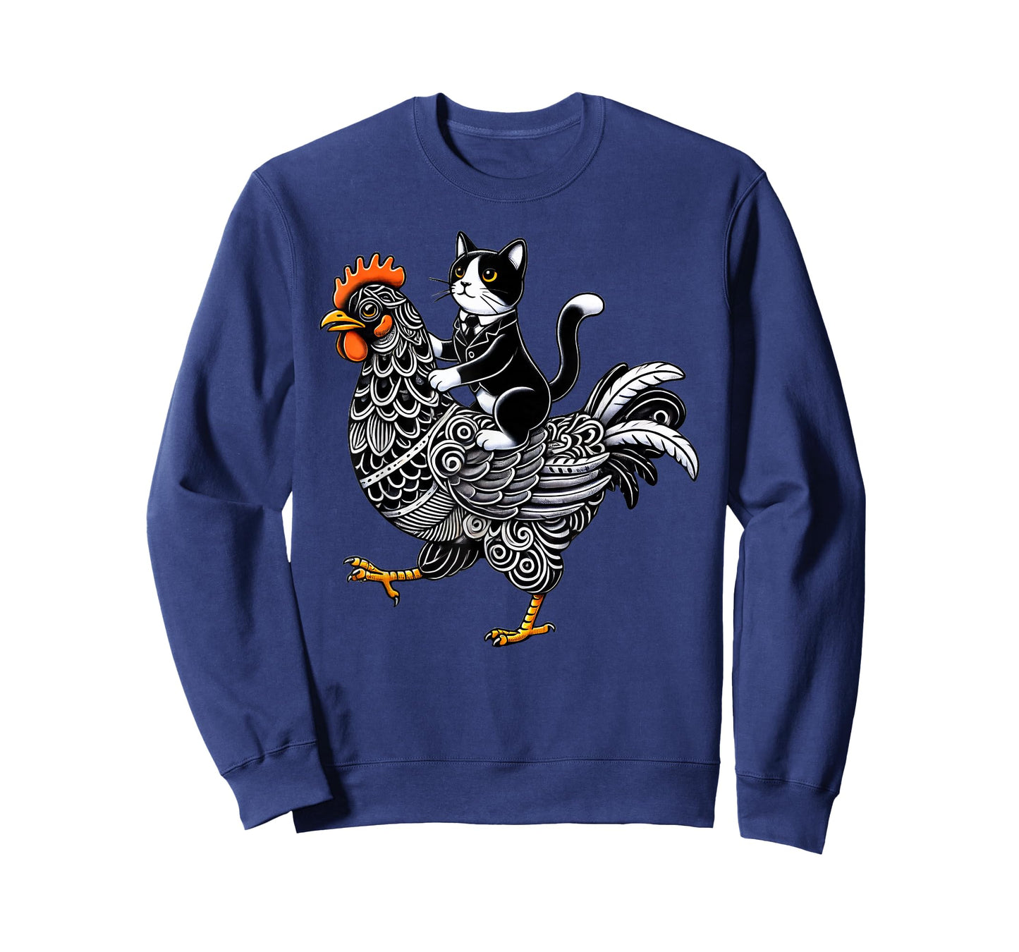 Funny Tuxedo Cat Riding Chicken T-Shirt