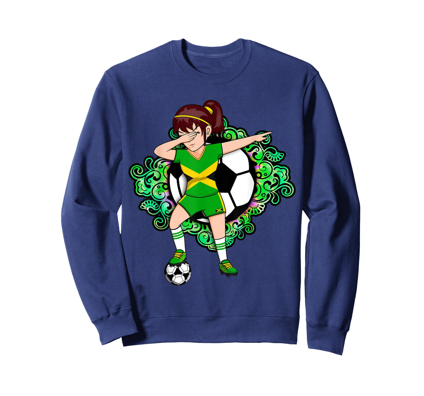 Dabbing Soccer Girl Jamaica Jersey Floral Football Flower T-Shirt