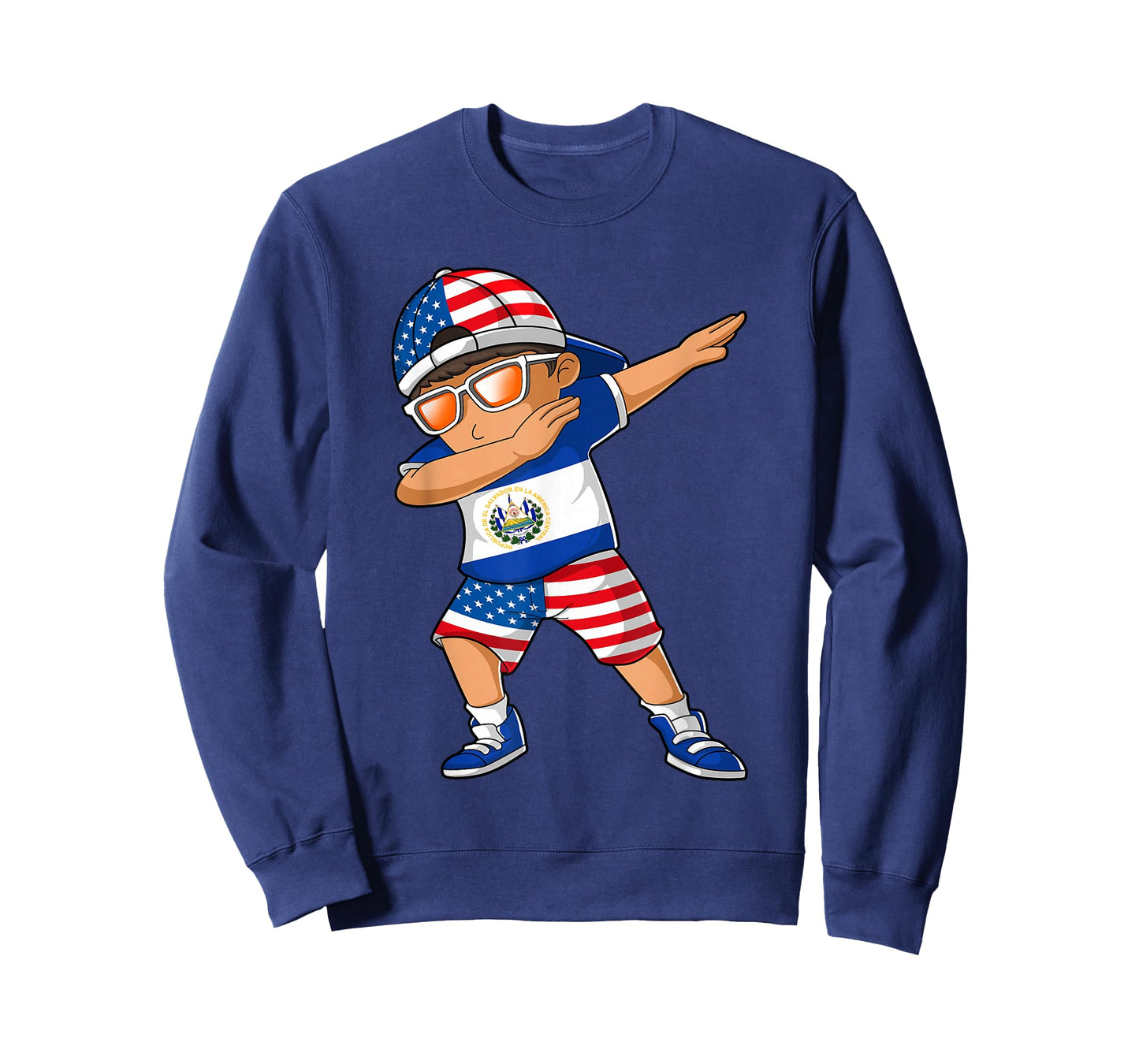 Half American Half Salvadoran Boy Kid El Salvador Flag T-Shirt