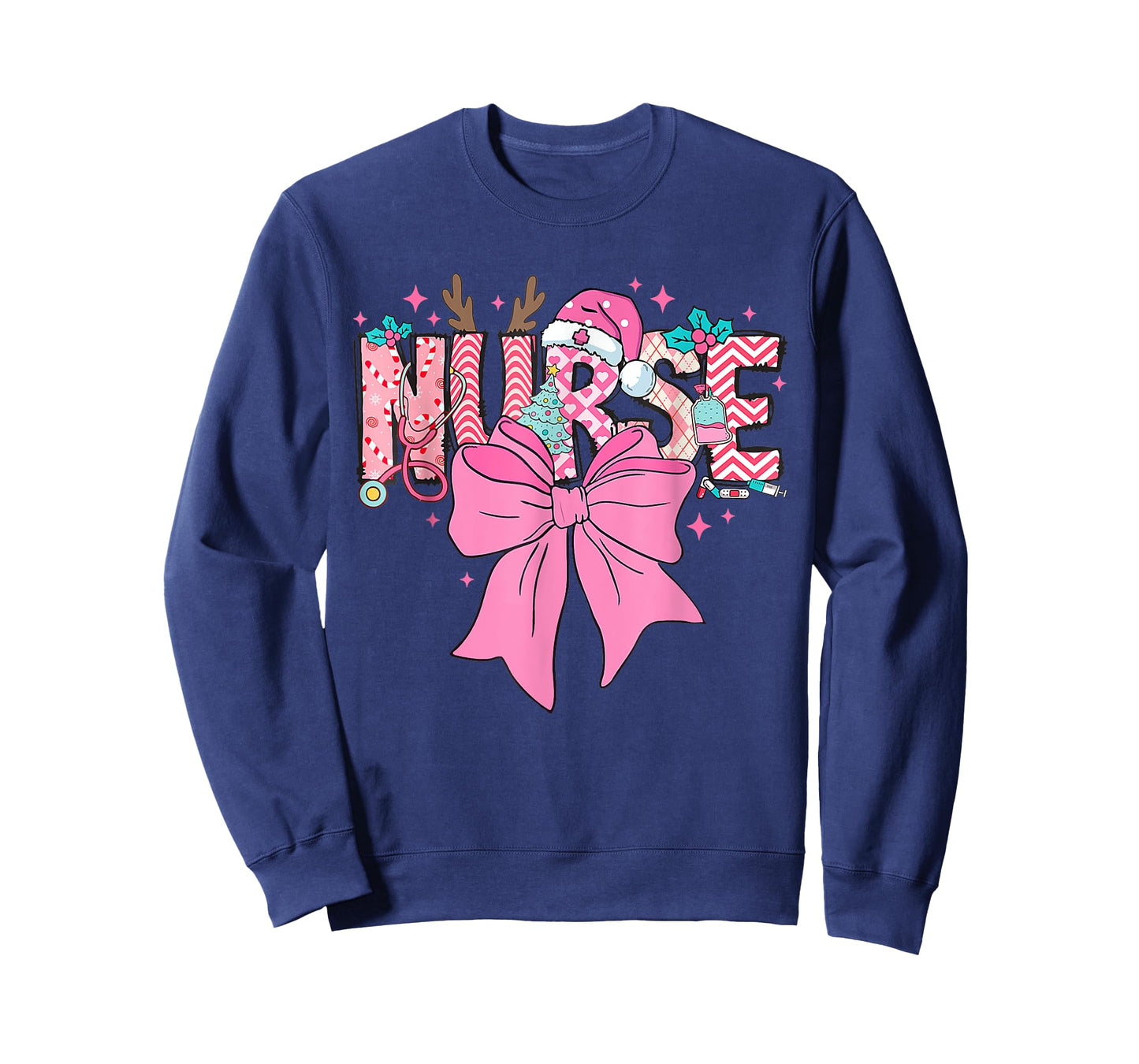 Coquette Nurse Christmas Nursing Pink Tone Bow Xmas Plaid T-Shirt