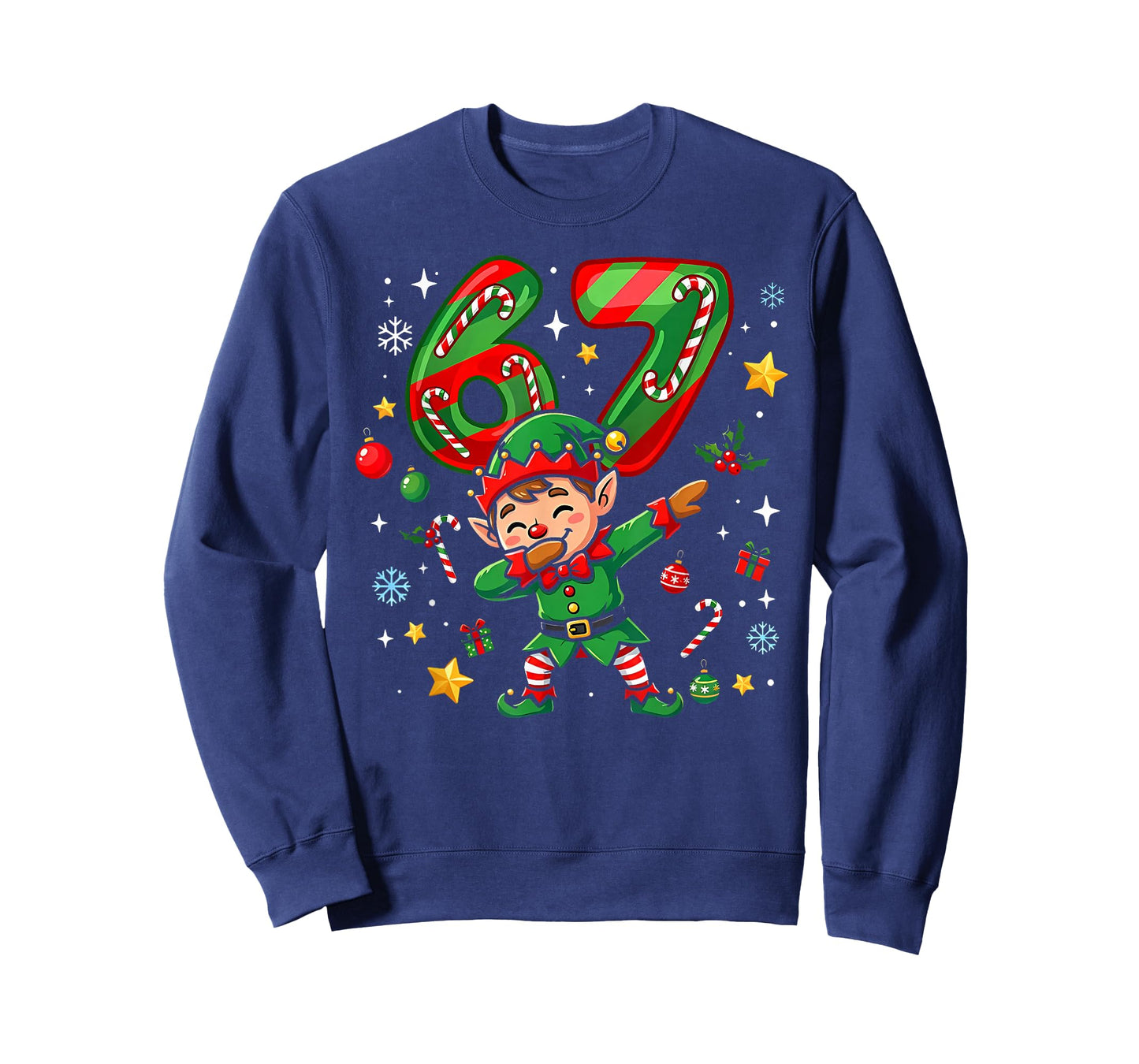 67 Christmas Funny 6 7 Slang Elf Dabbing Kids Boys Dab Xmas T-Shirt