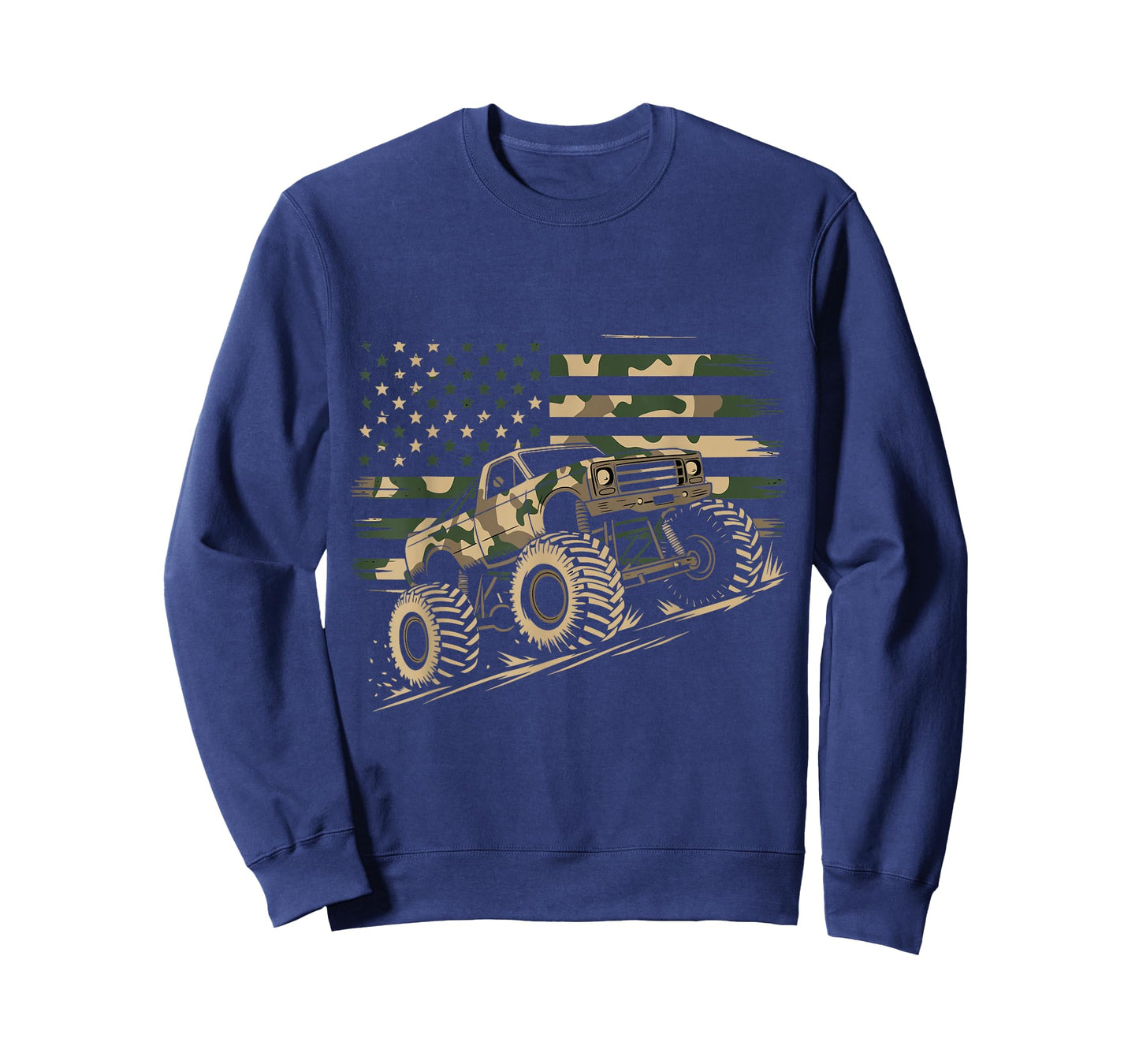 Monster Truck Camo USA Flag Patriotic July 4th Adventure T-Shirt
