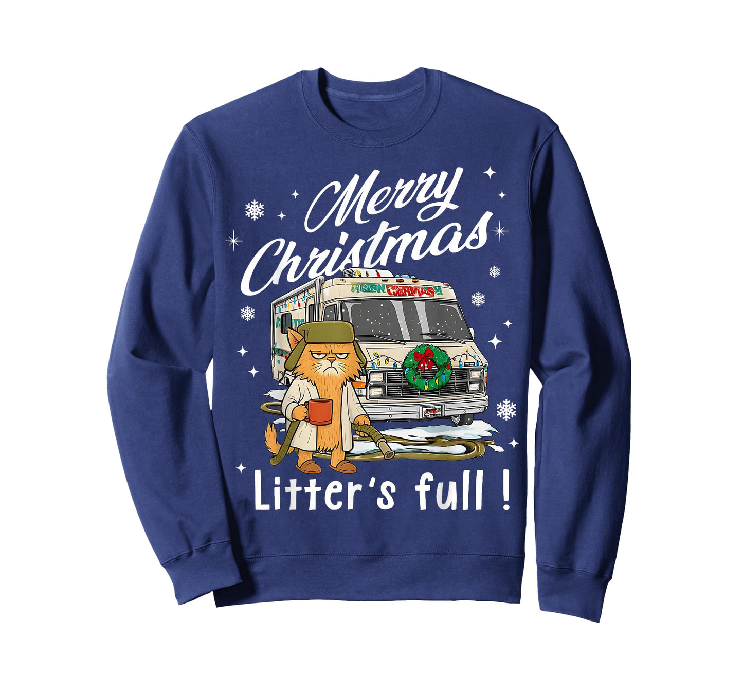 Merry Christmas Litter’s Full Funny Cat Lover Sarcastic Xmas T-Shirt