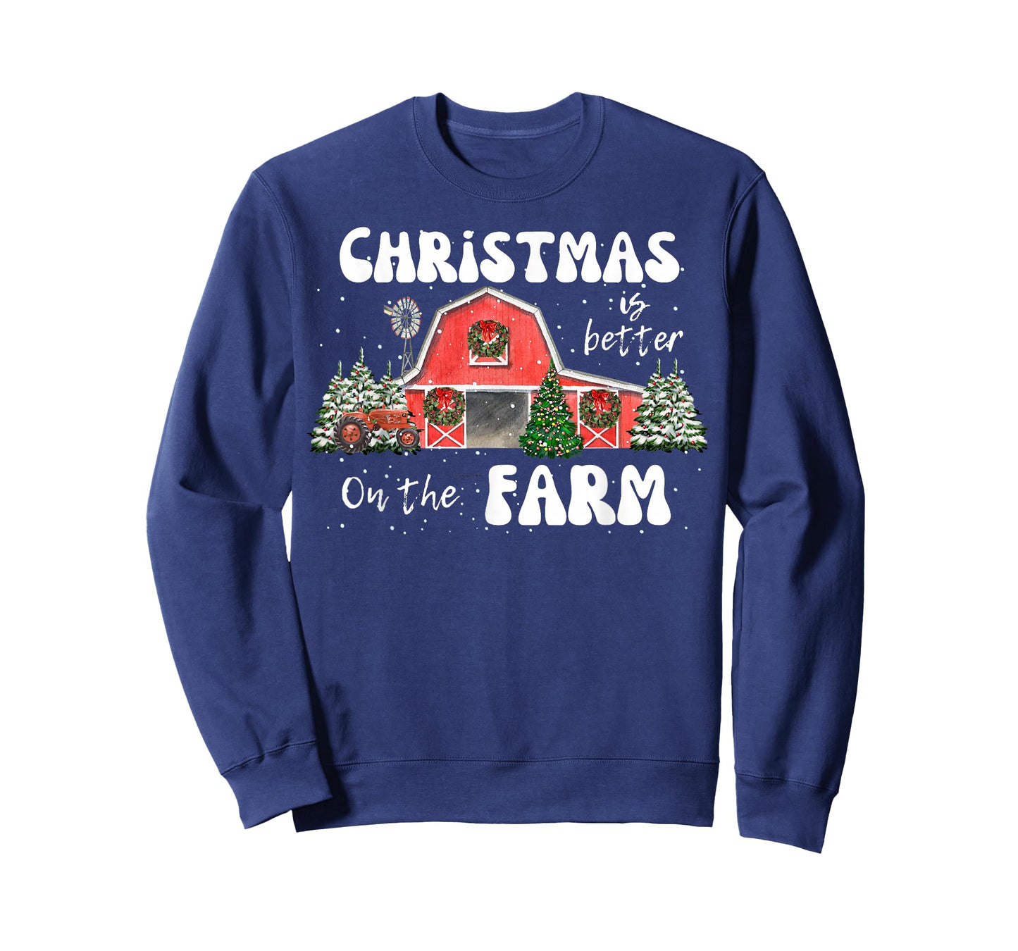 Christmas Is Better On The Farm- Vintage Red Barn & Tractor T-Shirt