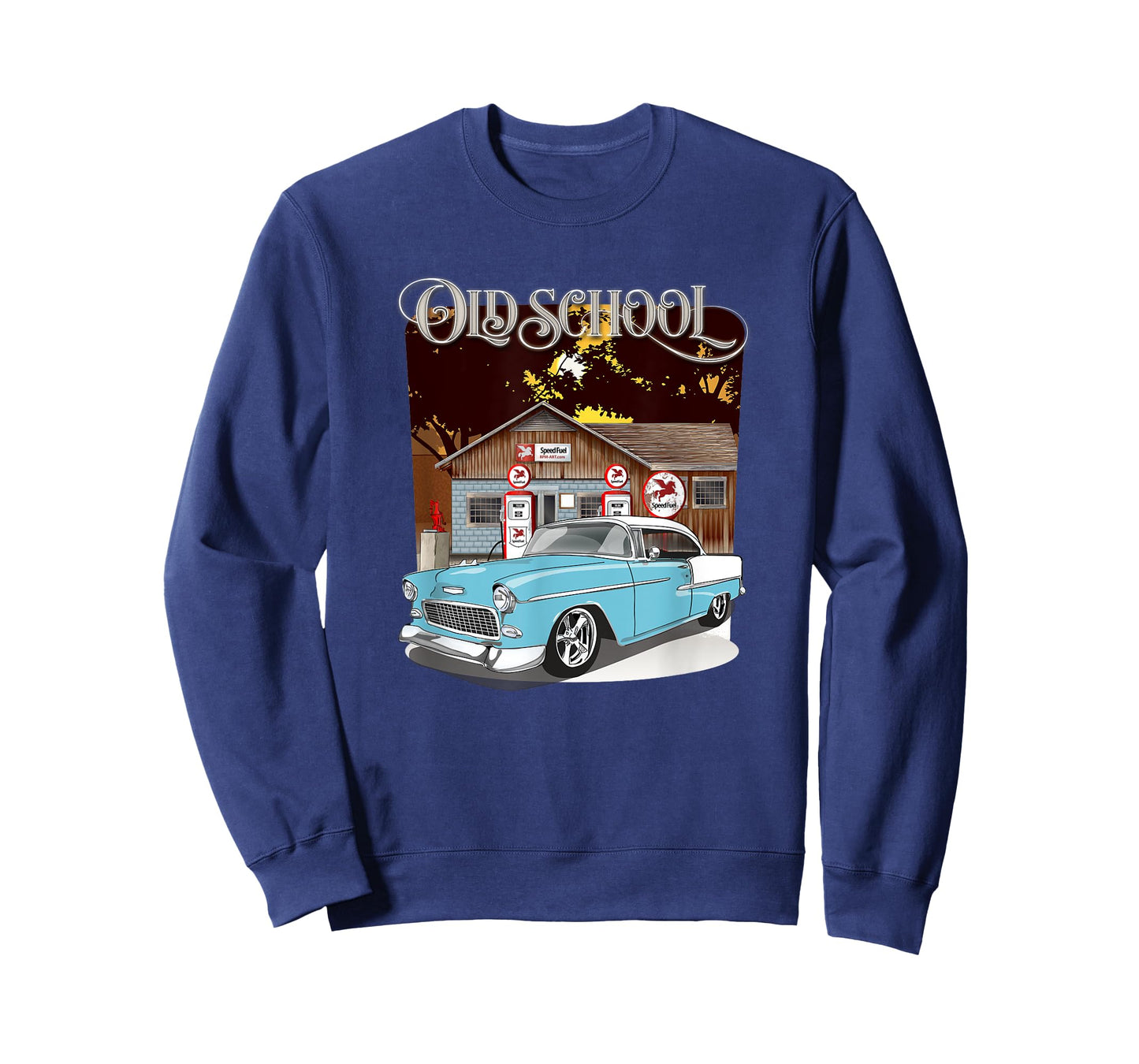 1955 Skyline Blue & White Bel Air Old School T-Shirt