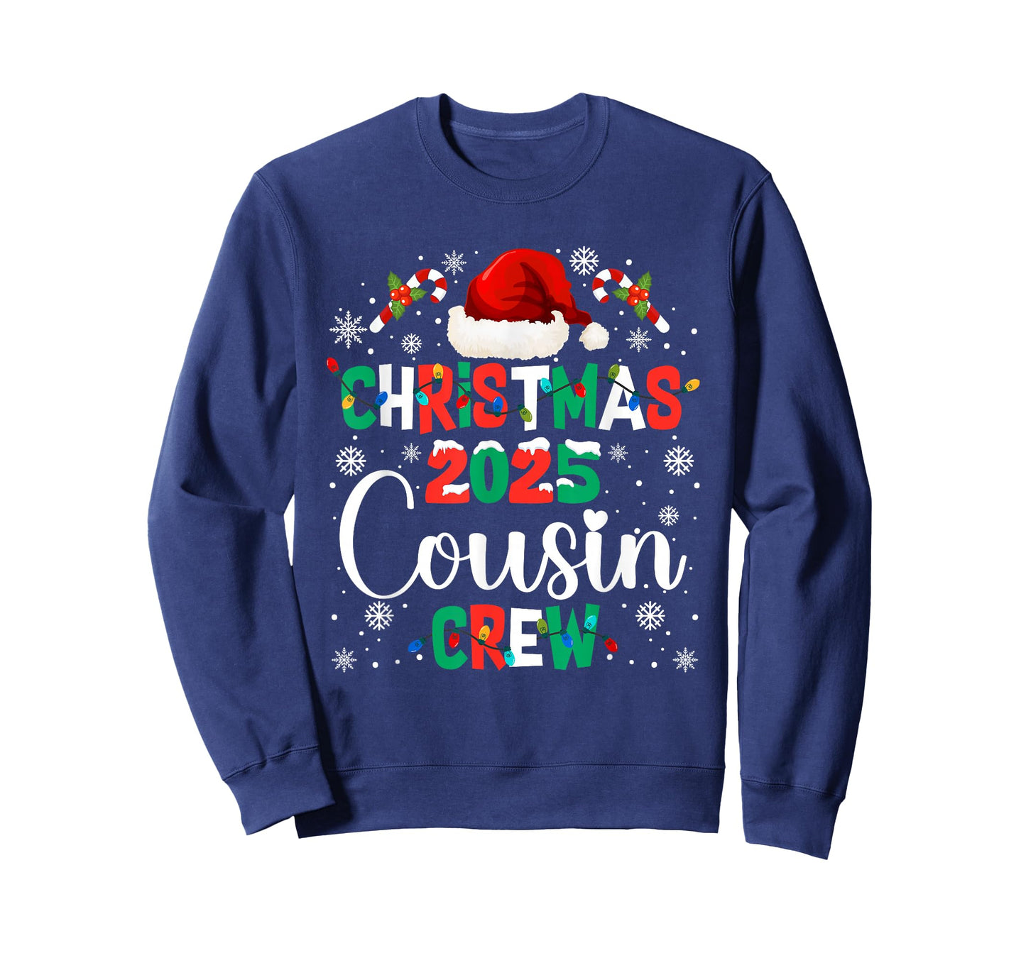Santa Hat Christmas 2025 Cousin Crew Xmas Matching Pajamas T-Shirt