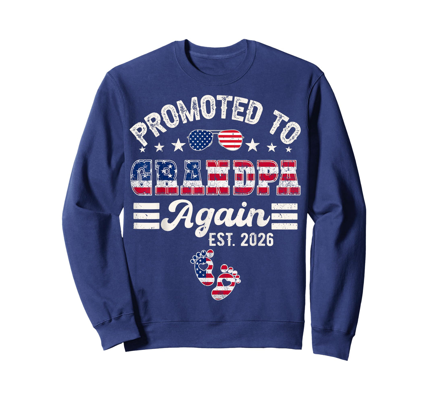 Promoted To Grandpa Again 2026 Vintage Flag Grandpa Again T-Shirt