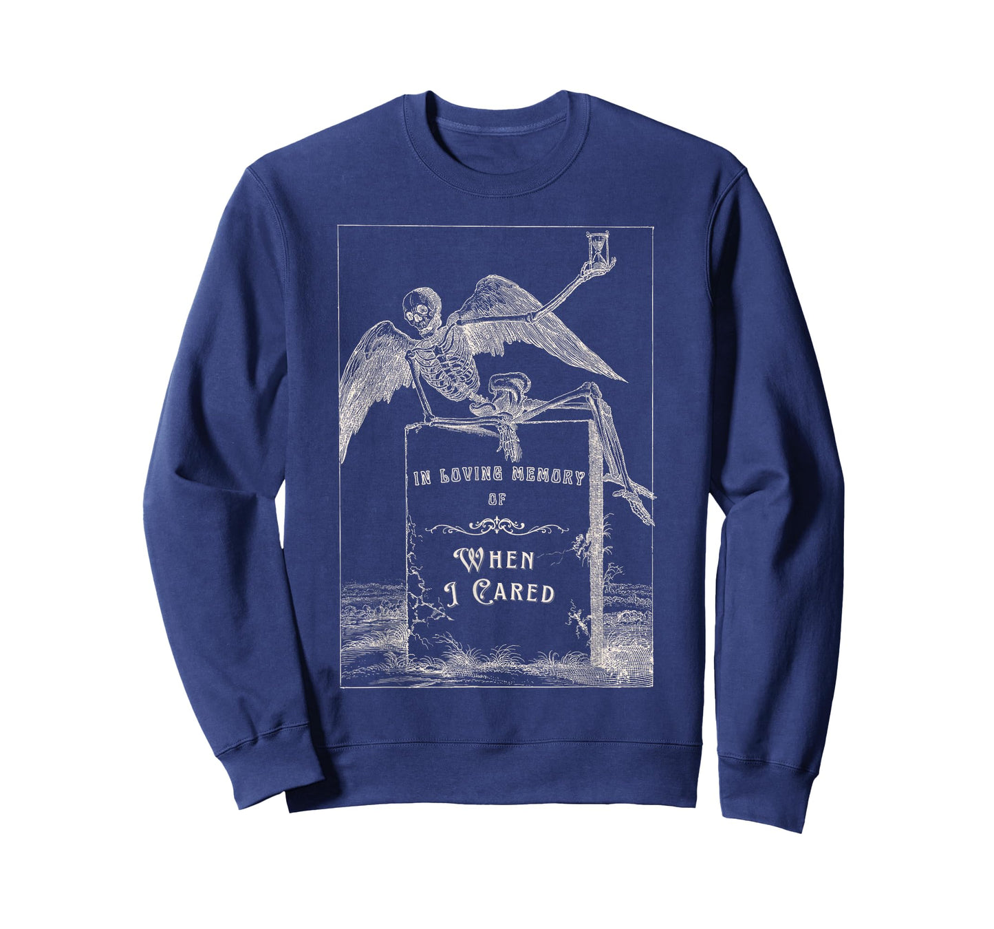 In Loving Memory Of When I Cared Skeleton Angel Tombstone T-Shirt