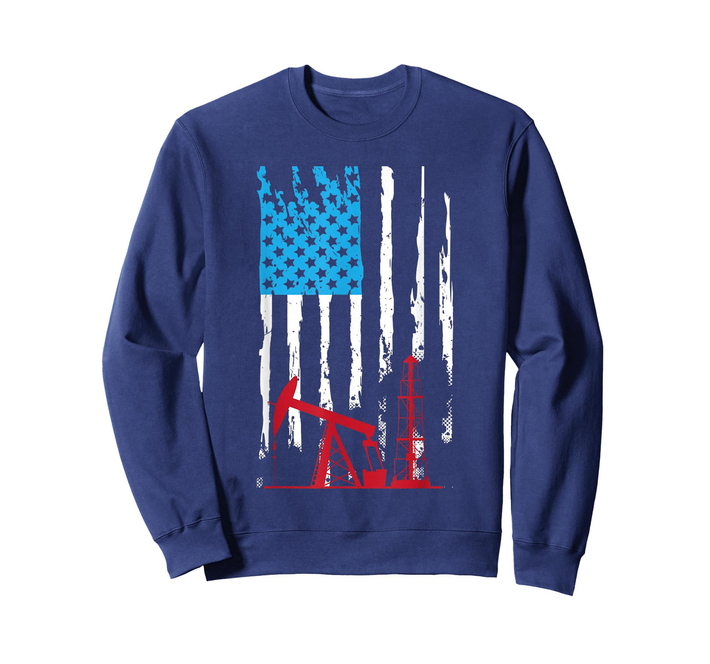 Patriotic Oilfield Worker Oilman Oil Rig Drilling US Flag T-Shirt