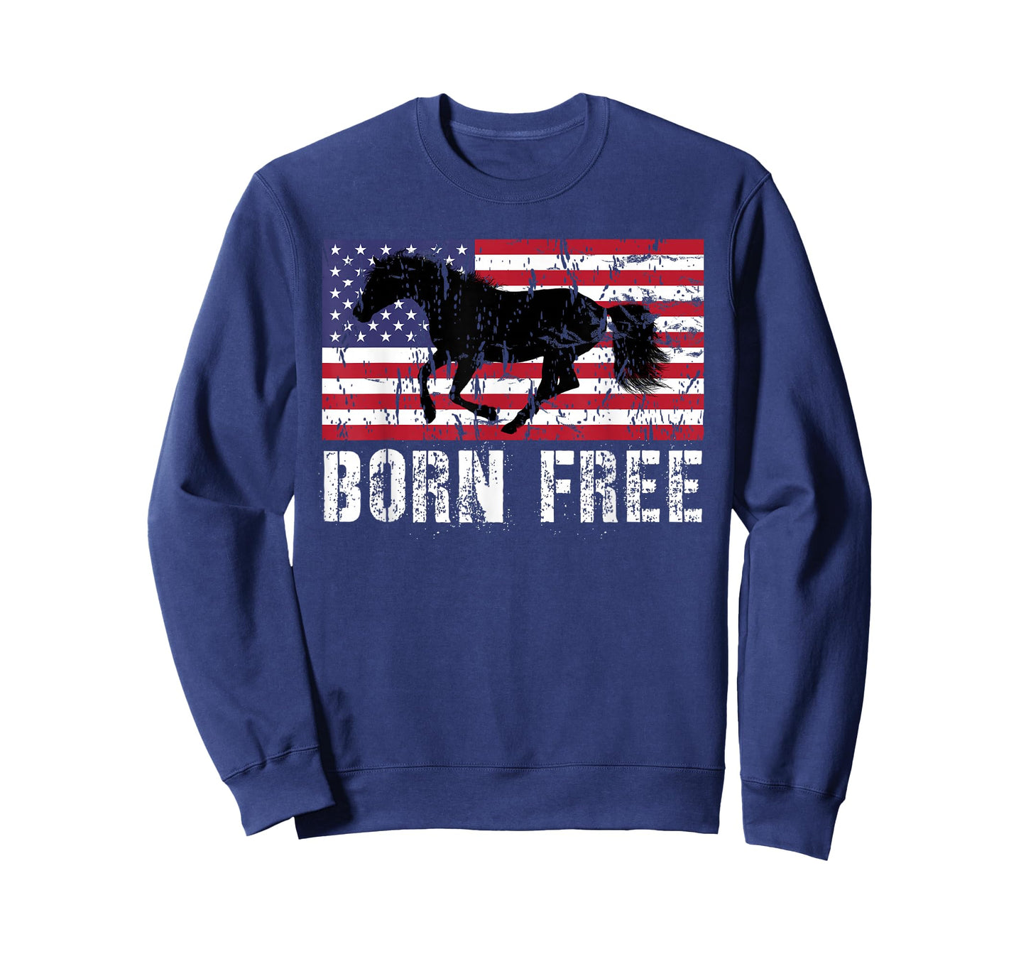 Vintage Born Free Horse American Flag Wild Mustang T-Shirt