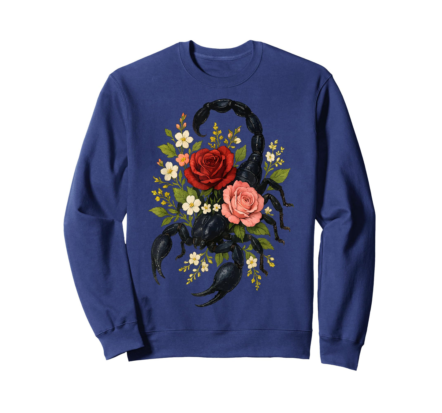Mystical Scorpion and Roses Dark Scorpion with Wildflowers T-Shirt