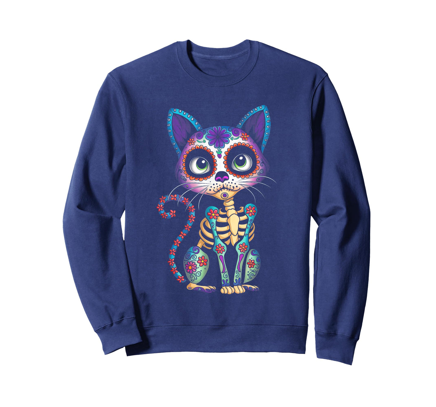Dia De Los Muertos Cinco De Mayo Cat Sugar Skull Men Women T-Shirt