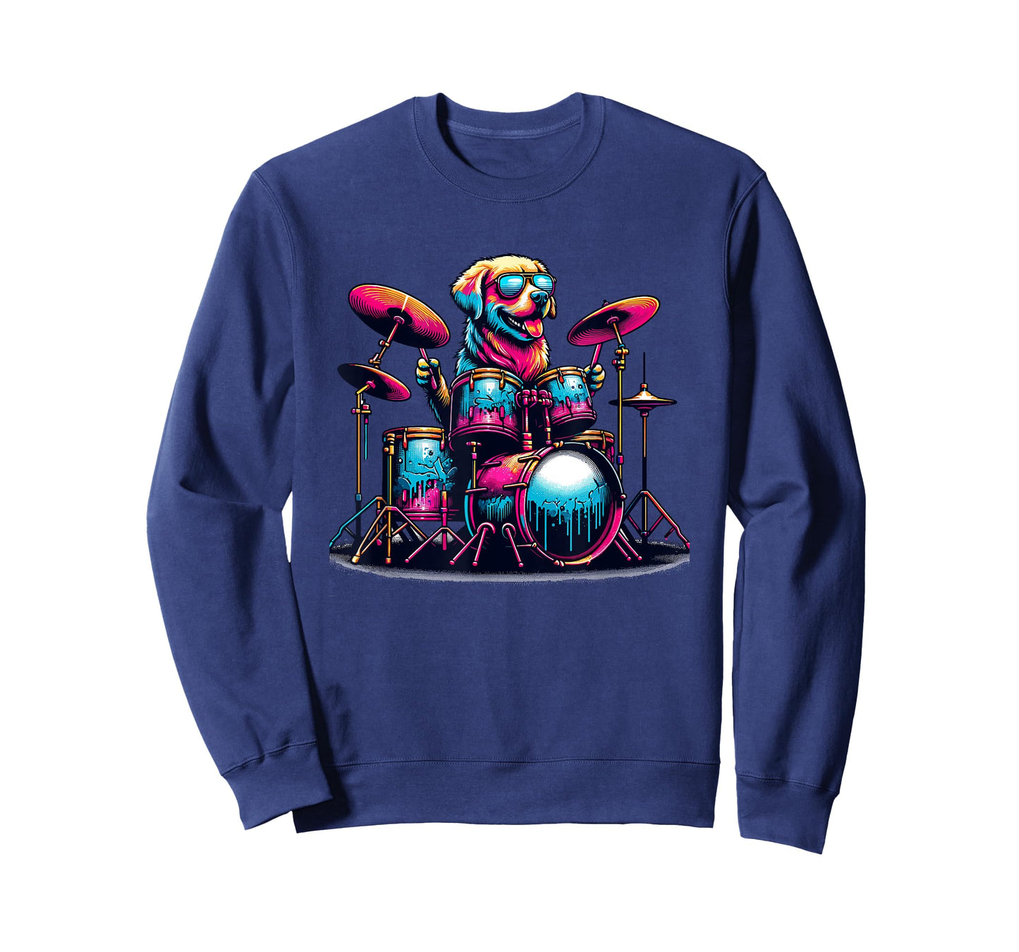 Pop Art Dog Playing Drums Drum Drummer Drumming Drummers T-Shirt for Men Women Girls Kids