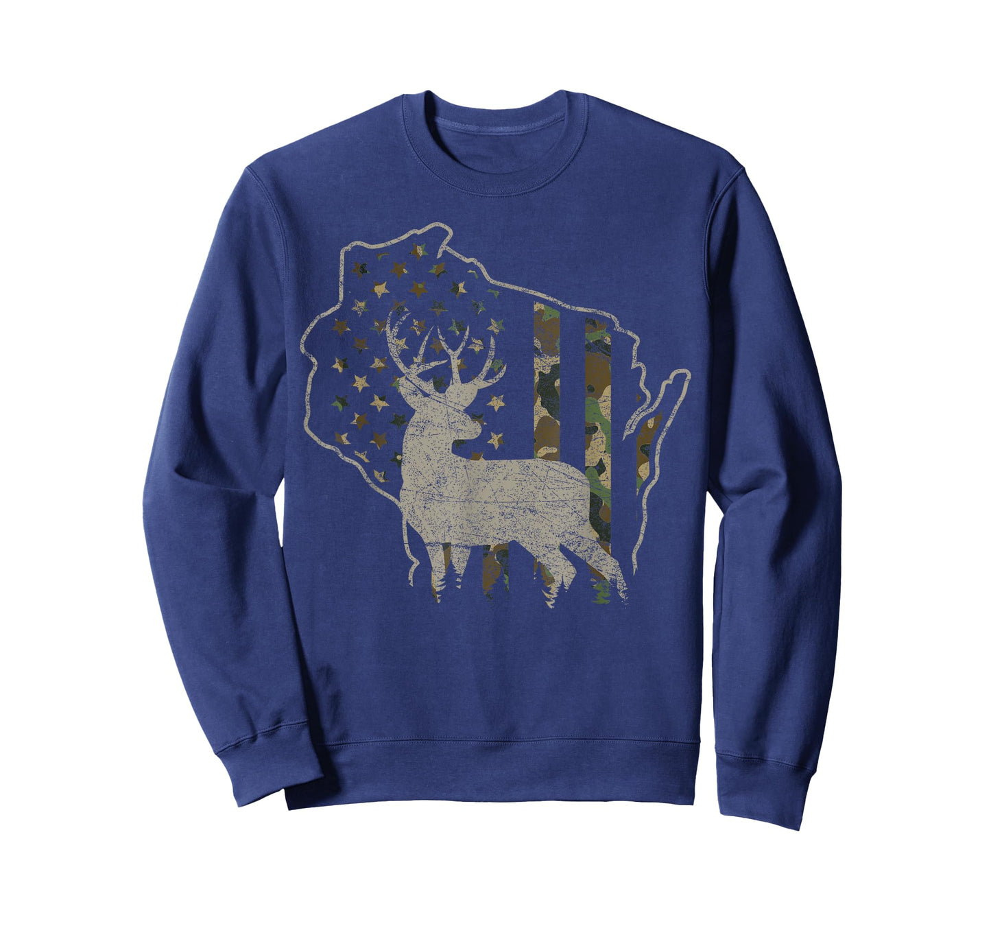 Patriotic USA Flag Camouflage Wisconsin Deer Hunting T-Shirt