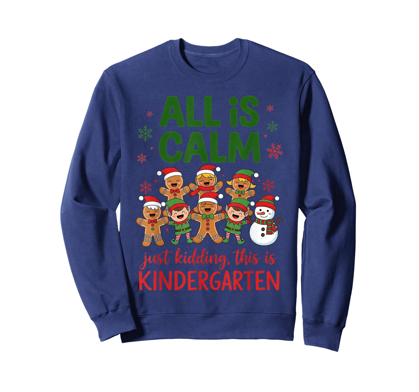 All is Calm This is Kindergarten Gingerbread Christmas T-Shirt