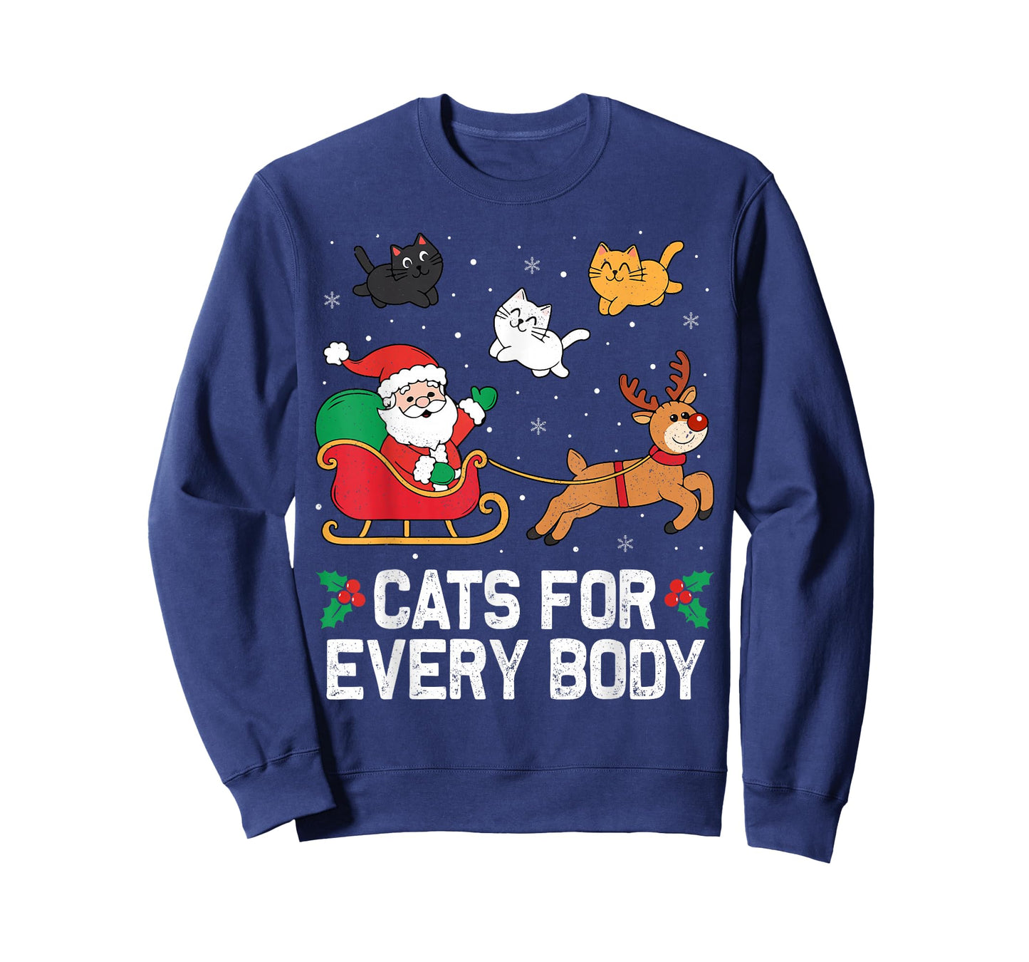 Cats For Everybody Christmas Cat Funny Xmas Women Santa Cute T-Shirt