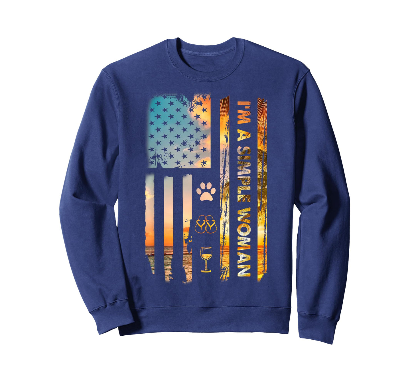 I'm A Simple Woman Camping Wine Flip Flops Love Dog USA Flag T-Shirt