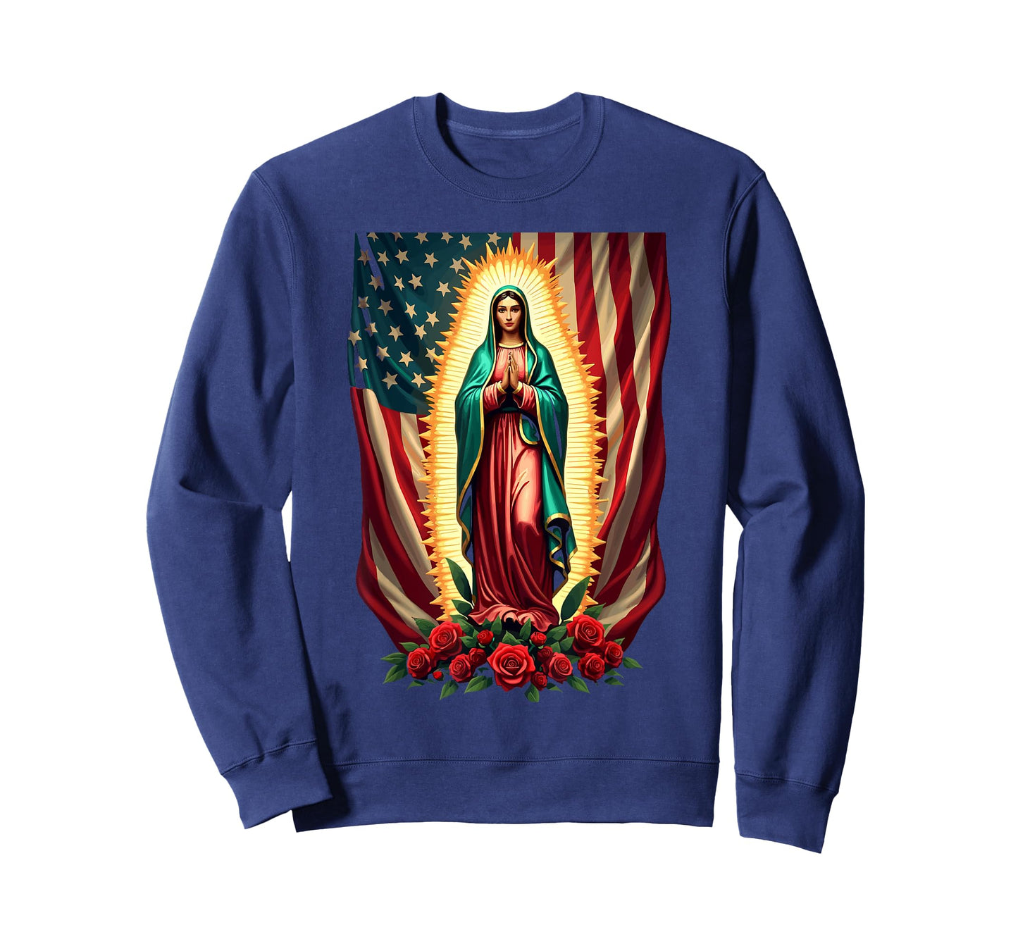 La Virgen De Guadalupe with American Flag T-Shirt