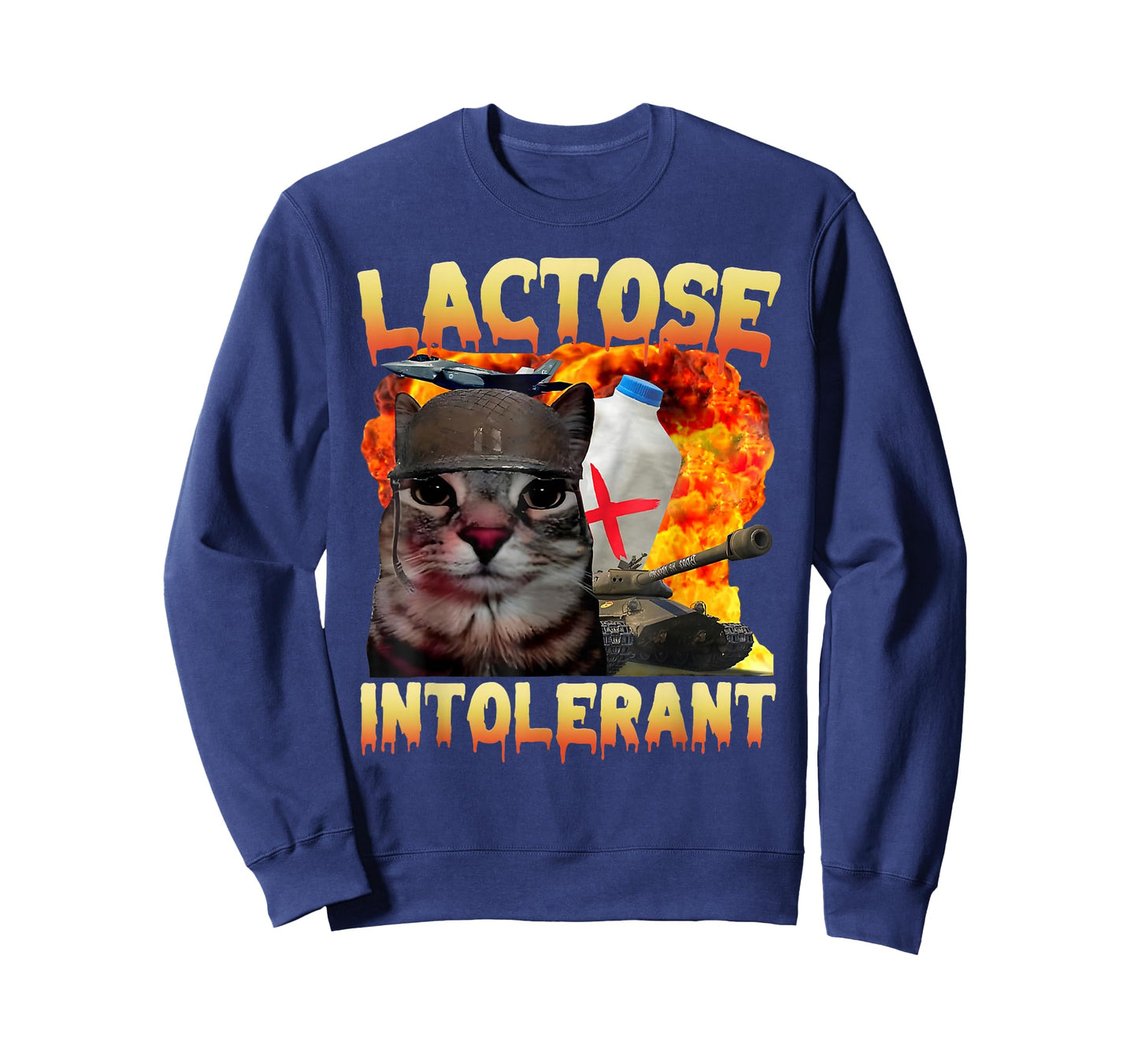 Lactose Intolerant Silly Cat Meme Funny Saying Cat Lover T-Shirt