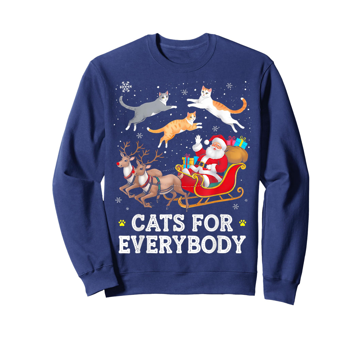 Cats for Everybody Christmas Cat Funny Xmas Women Santa T-Shirt