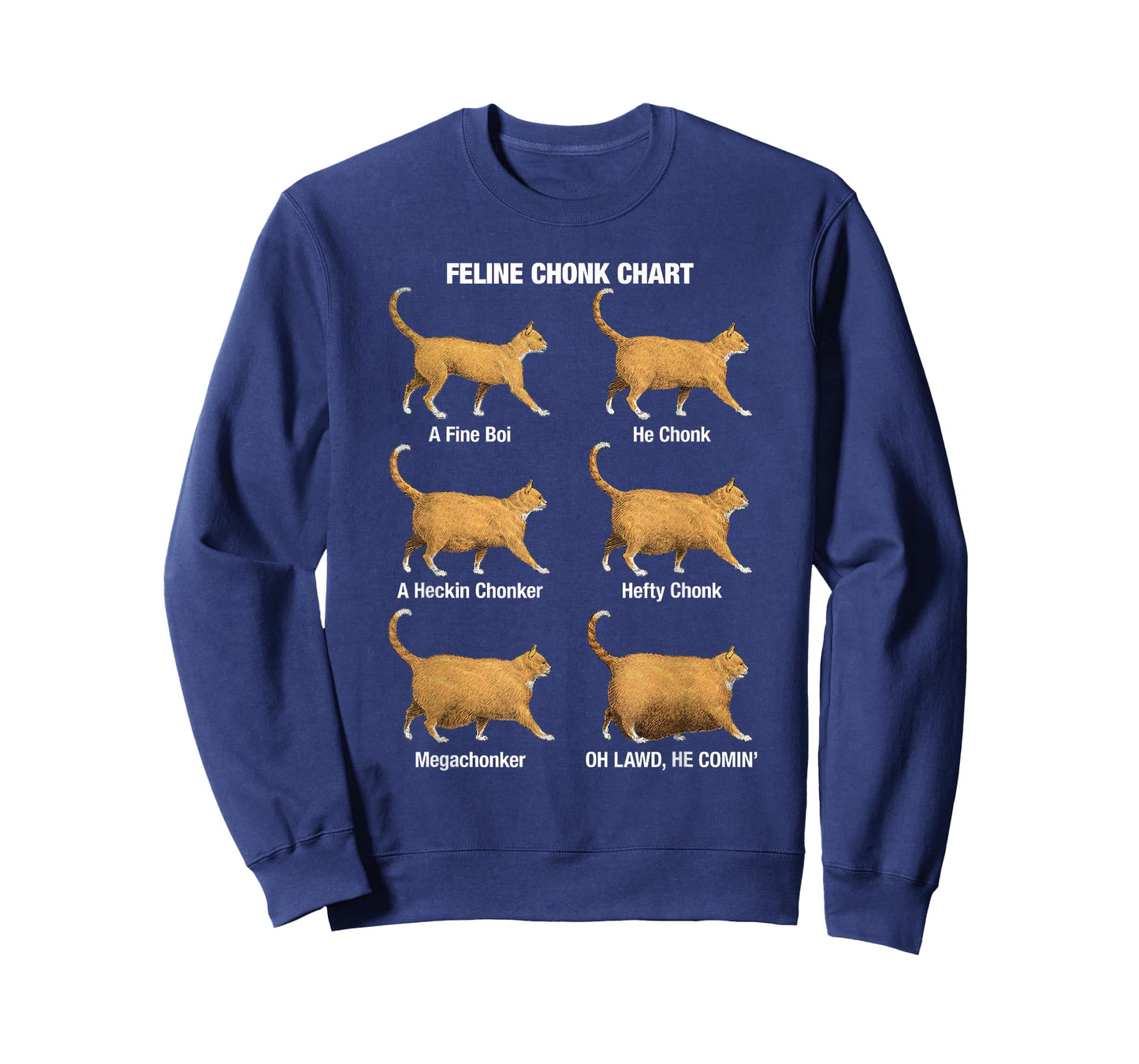 Feline Chonk Cat Chart, Funny Cat Meme, Oh Lawd He Comin T-Shirt