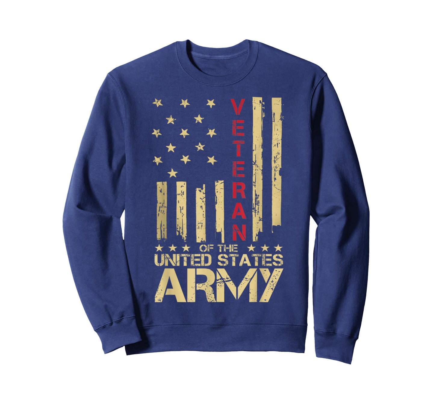 Patriotic U.S Army Veteran Red Line American Flag Vintage T-Shirt Small