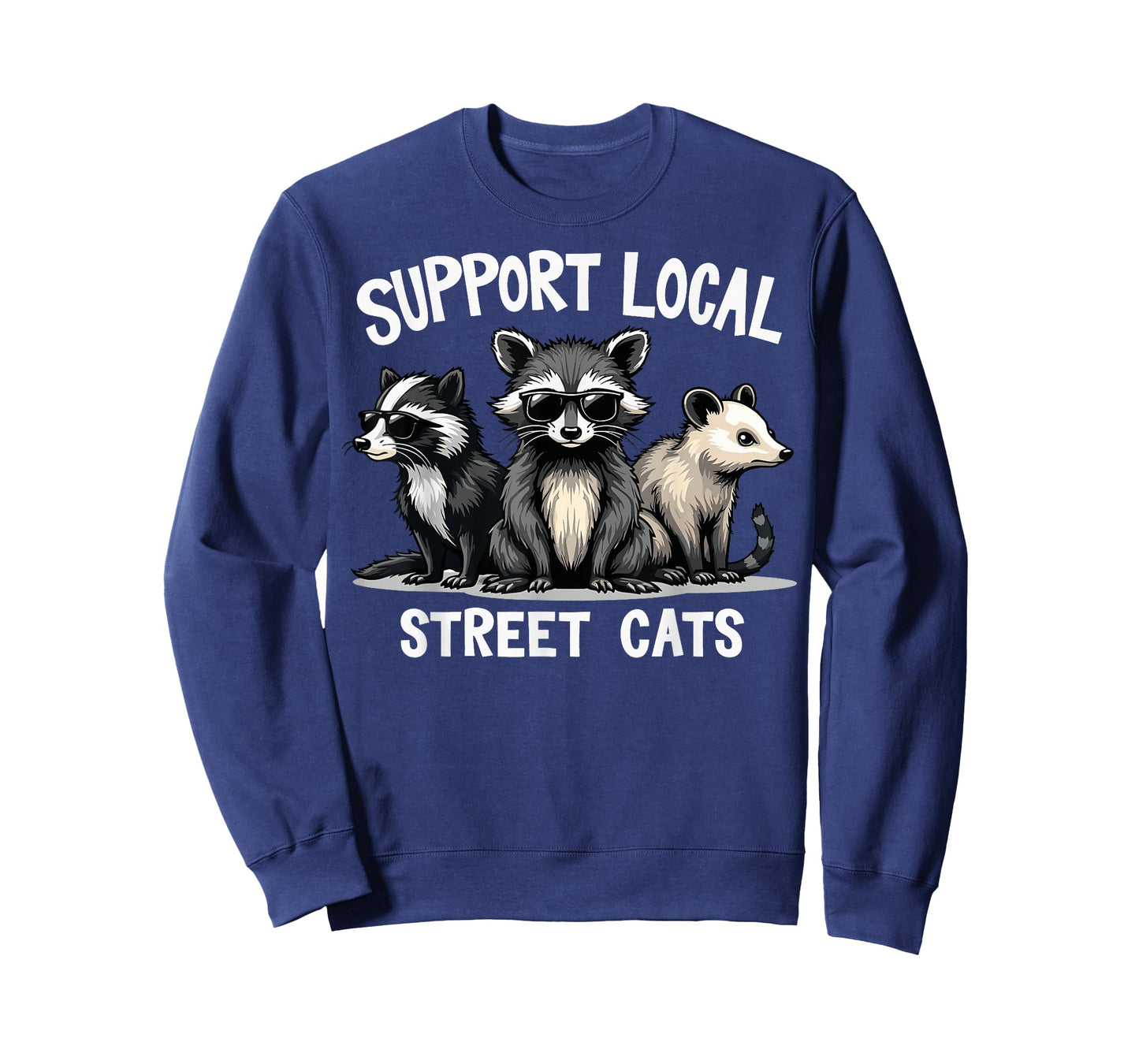 Support Local Street Cats Skunk Raccoon Opossum Funny Art T-Shirt