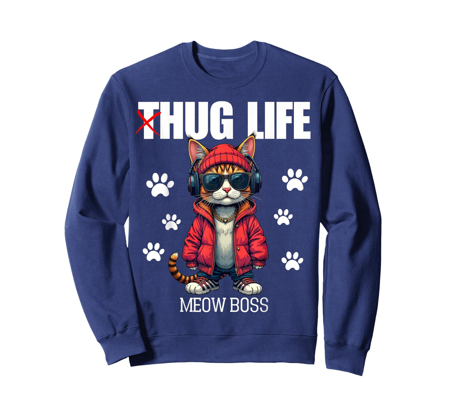 Cute Cat Hug Life Meow Boss Thug Gangster Hiphop Love Kitten T-Shirt for Men Women