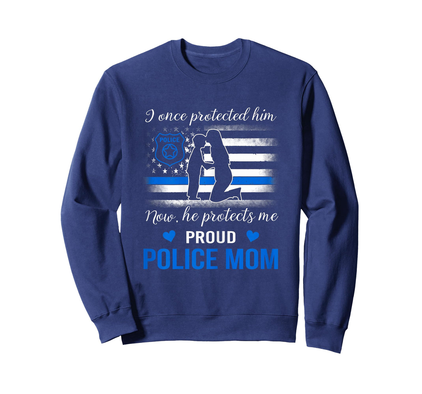 Thin Blue Line American Flag Proud Police Mom T-Shirt