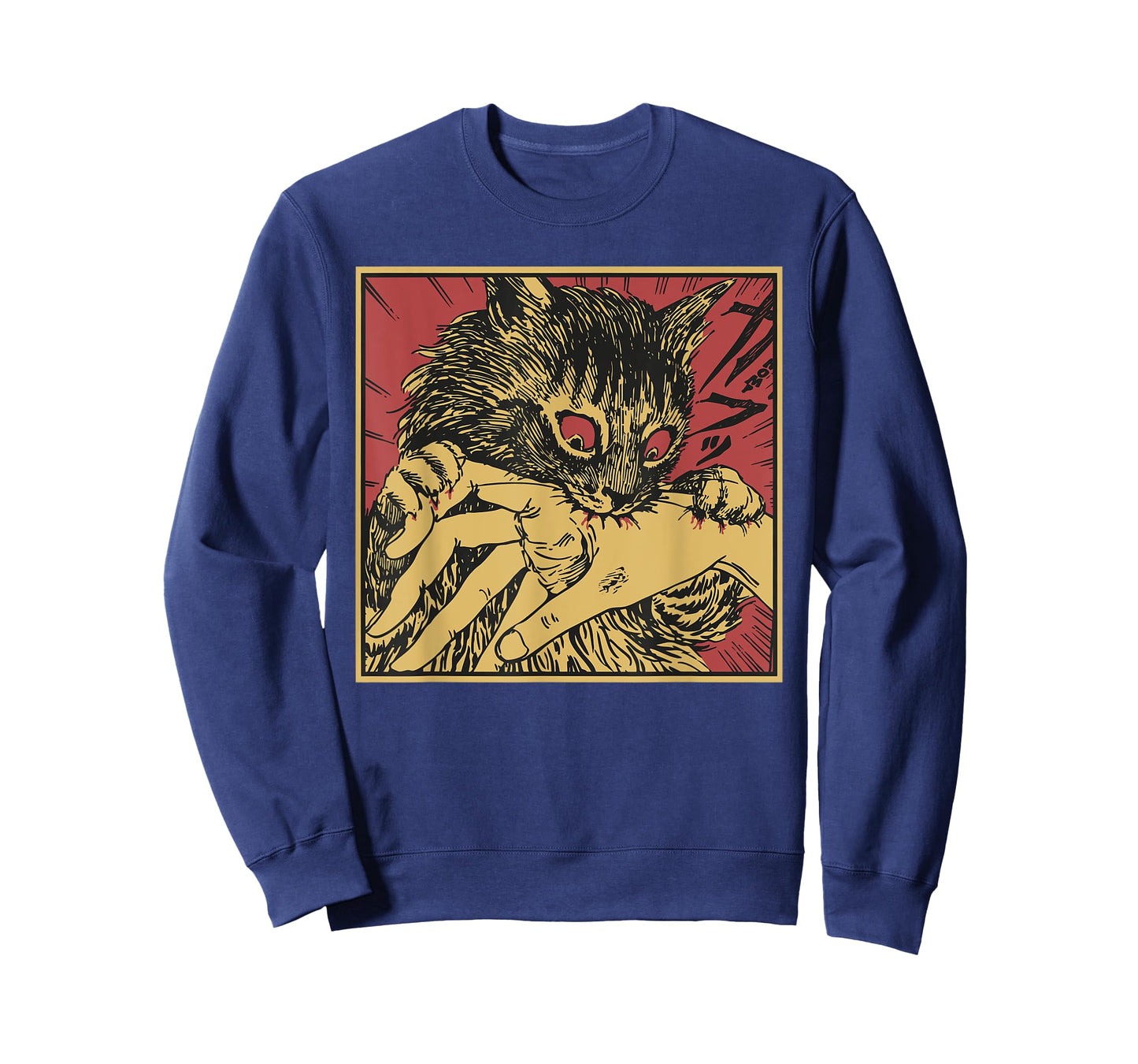 Cat Bite Horror Anime Creepy Crazy Cat Japanese T-Shirt