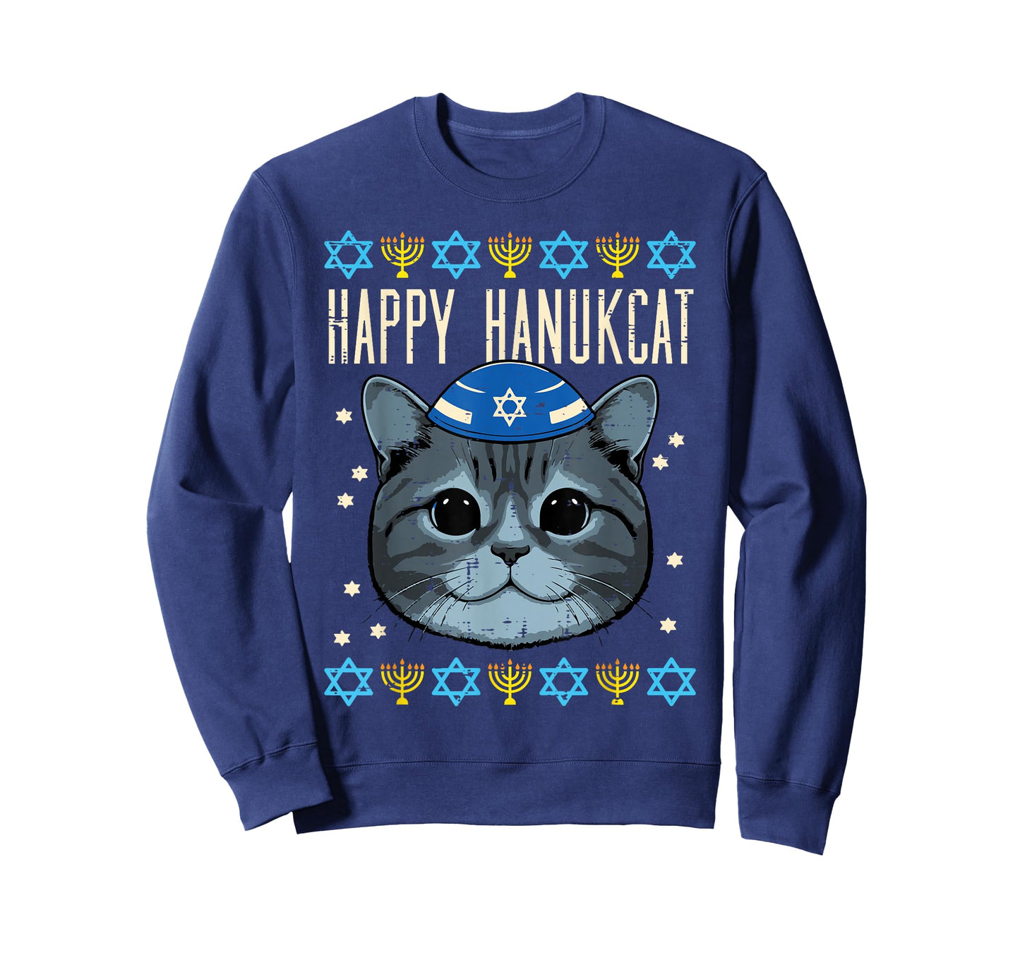 Hanukkah Cat Happy Hanukcat Ugly Chanukkah Women Men Kids T-Shirt