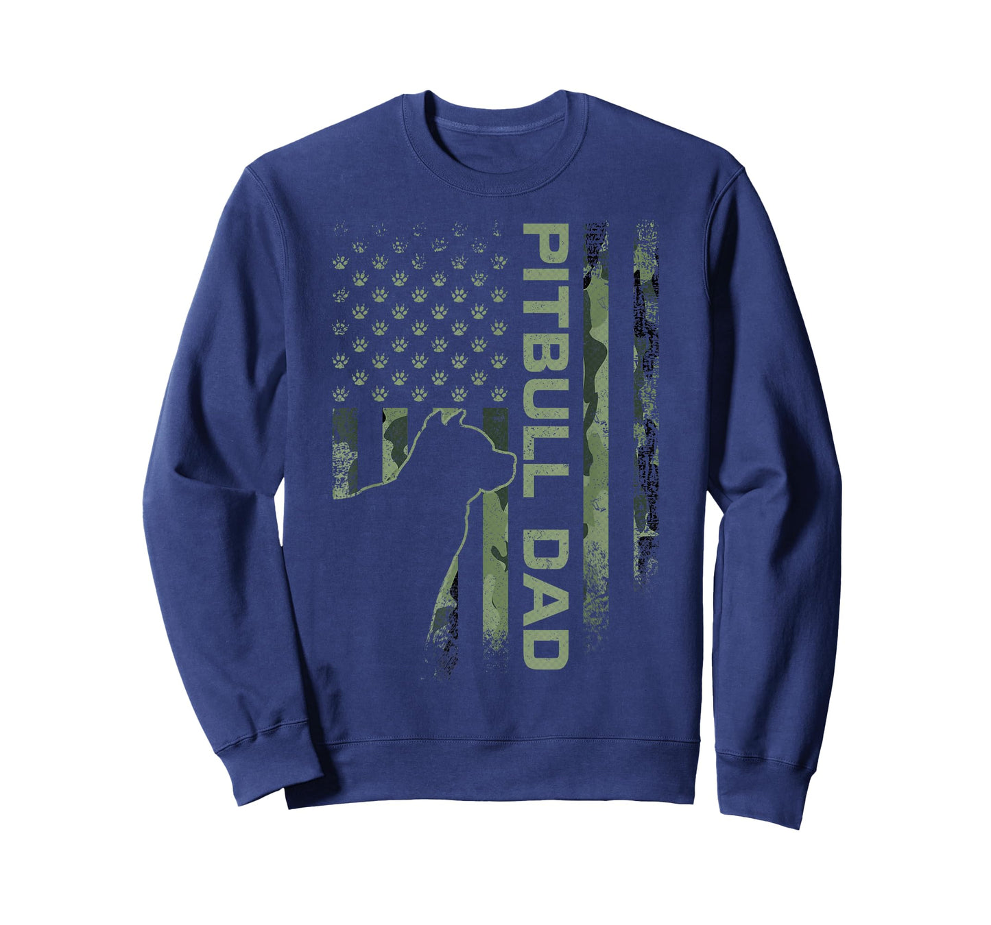 American Camo Flag Proud Pitbull Dog Dad Pittie Silhouette T-Shirt